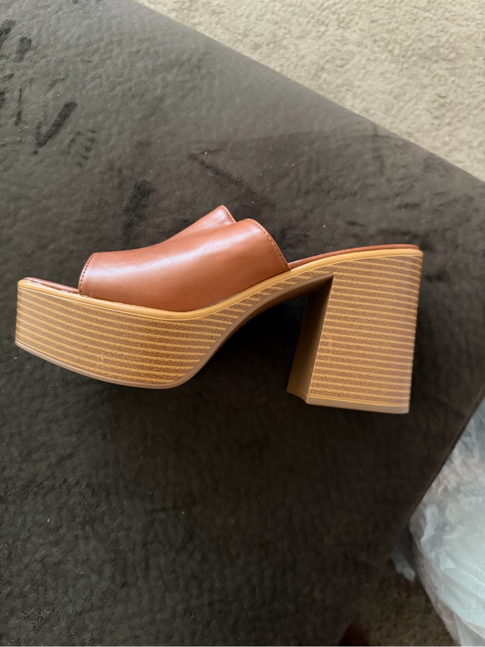 Brown Platform Slide Sandals - Women's Heeled Mule